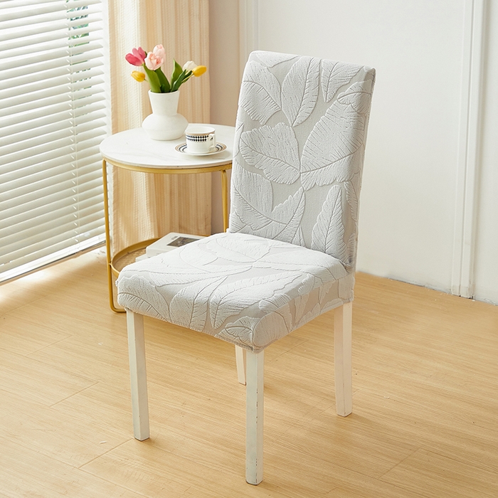 91家纺网 家纺一手货源 找家纺 丝绮鹿 2025新款富贵叶松紧款椅套 富贵叶-浅灰