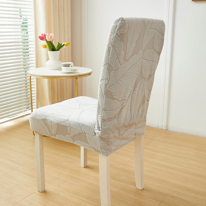 91家纺网 家纺一手货源 找家纺 丝绮鹿 2025新款富贵叶松紧款椅套 富贵叶-浅灰