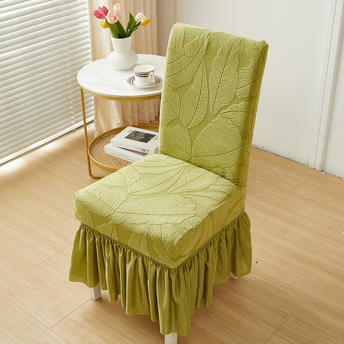 丝绮鹿 2025新款富贵叶裙摆款椅套 富贵叶-橄榄绿