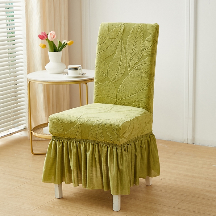 91家纺网 家纺一手货源 找家纺 丝绮鹿 2025新款富贵叶裙摆款椅套 富贵叶-橄榄绿