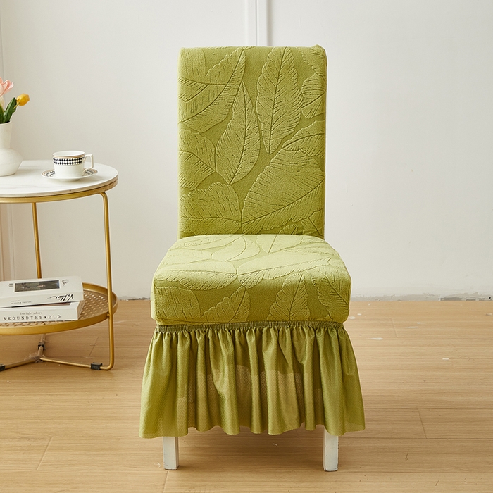 91家纺网 家纺一手货源 找家纺 丝绮鹿 2025新款富贵叶裙摆款椅套 富贵叶-橄榄绿