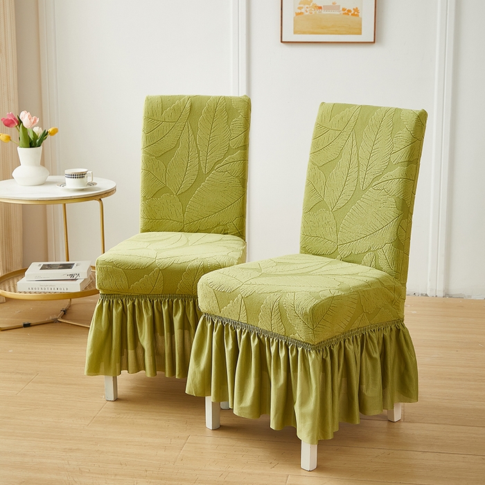 91家纺网 家纺一手货源 找家纺 丝绮鹿 2025新款富贵叶裙摆款椅套 富贵叶-橄榄绿