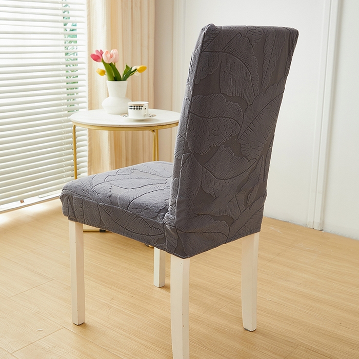 91家纺网 家纺一手货源 找家纺 丝绮鹿 2025新款富贵叶松紧款椅套 富贵叶-深灰