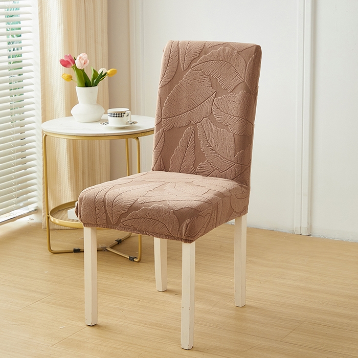 91家纺网 家纺一手货源 找家纺 丝绮鹿 2025新款富贵叶松紧款椅套 富贵叶-时尚咖