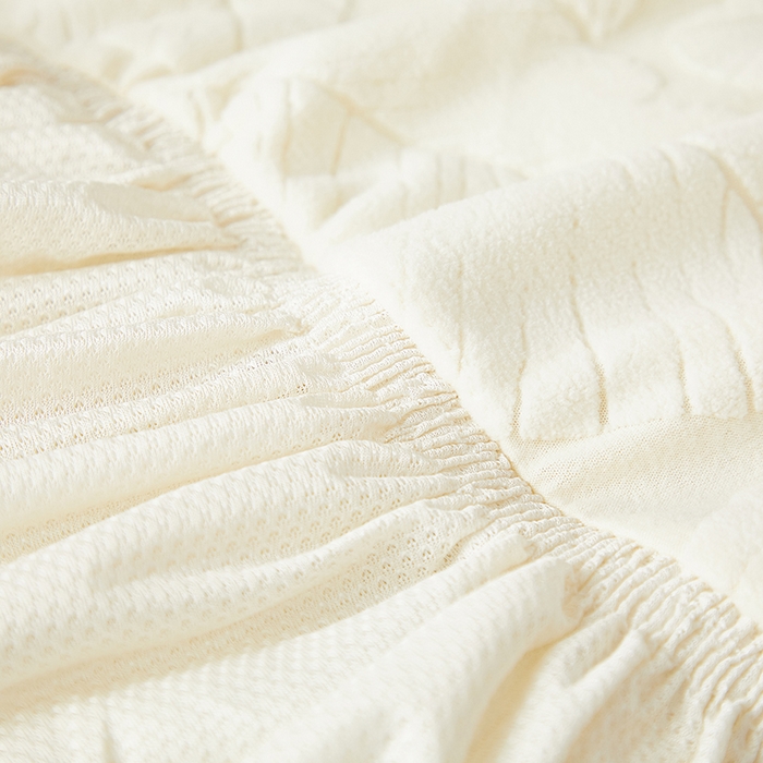 91家纺网 家纺一手货源 找家纺 丝绮鹿 2025新款富贵叶裙摆款椅套 富贵叶-米白