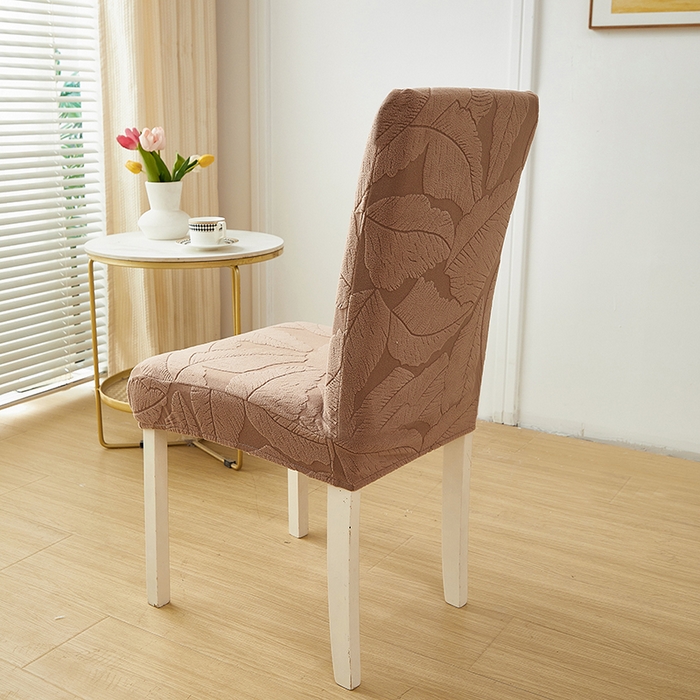 91家纺网 家纺一手货源 找家纺 丝绮鹿 2025新款富贵叶松紧款椅套 富贵叶-时尚咖