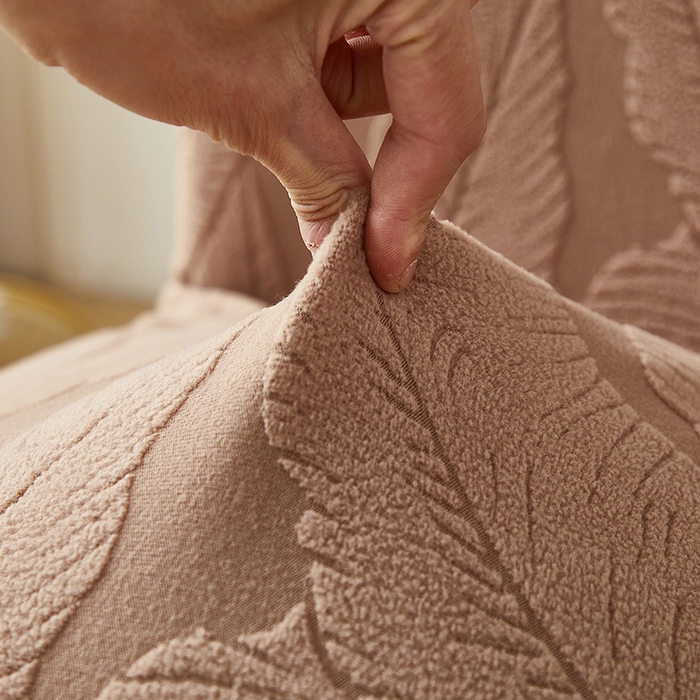 91家纺网 家纺一手货源 找家纺 丝绮鹿 2025新款富贵叶松紧款椅套 富贵叶-时尚咖