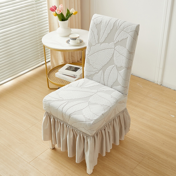 丝绮鹿 2025新款富贵叶裙摆款椅套 富贵叶-浅灰