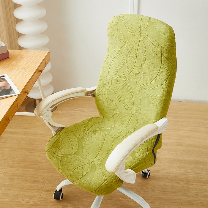 91家纺网 家纺一手货源 找家纺 丝绮鹿 2025新款富贵叶拉链款办公电脑椅套 富贵叶-橄榄绿