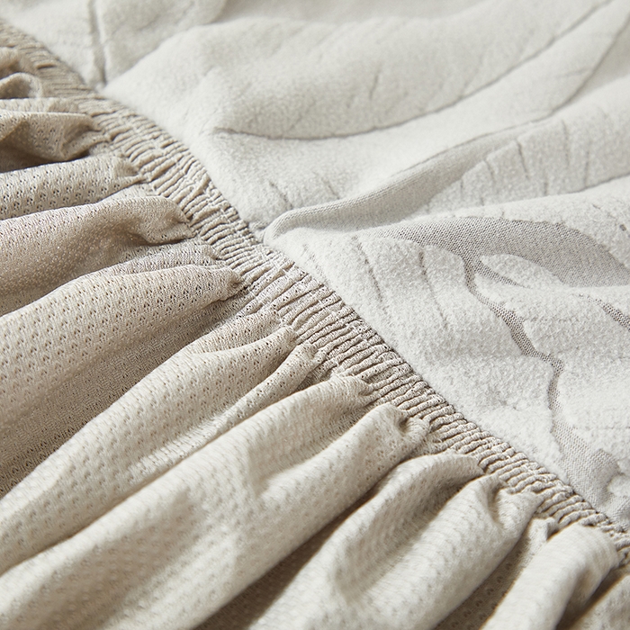 91家纺网 家纺一手货源 找家纺 丝绮鹿 2025新款富贵叶裙摆款椅套 富贵叶-浅灰