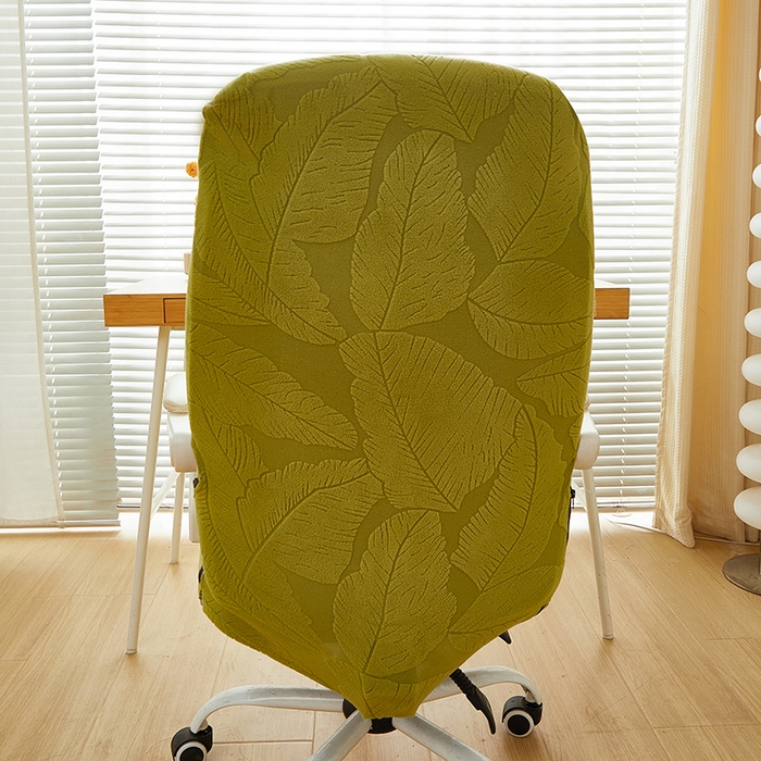 91家纺网 家纺一手货源 找家纺 丝绮鹿 2025新款富贵叶拉链款办公电脑椅套 富贵叶-橄榄绿