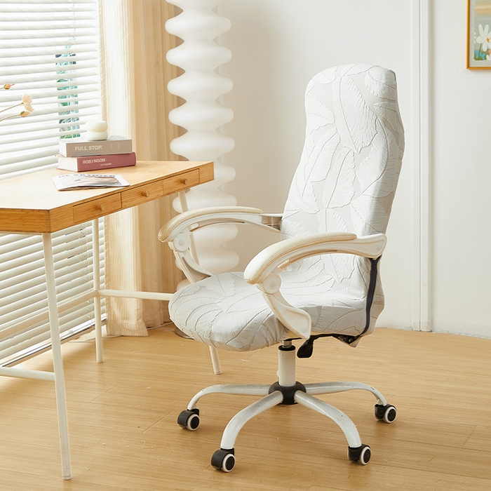 91家纺网 家纺一手货源 找家纺 丝绮鹿 2025新款富贵叶拉链款办公电脑椅套 富贵叶-浅灰