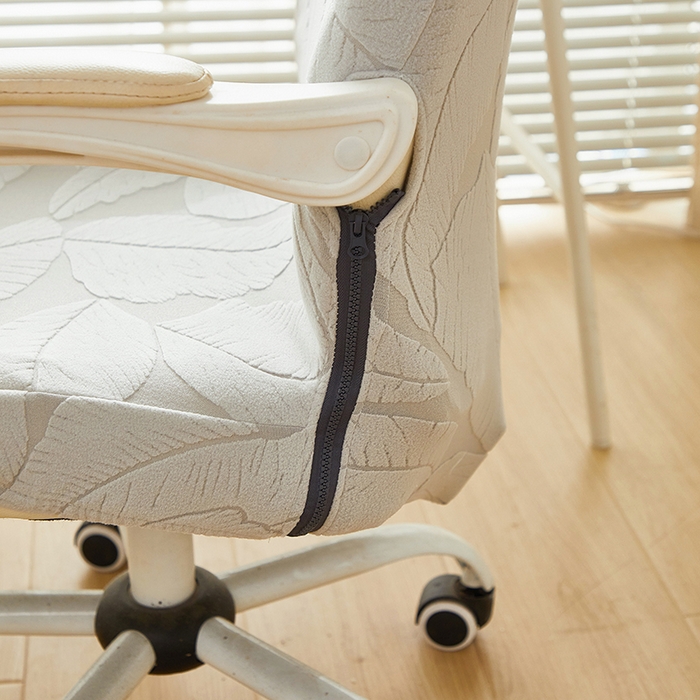 91家纺网 家纺一手货源 找家纺 丝绮鹿 2025新款富贵叶拉链款办公电脑椅套 富贵叶-浅灰