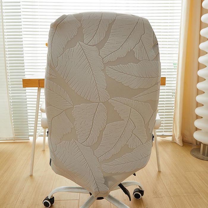 91家纺网 家纺一手货源 找家纺 丝绮鹿 2025新款富贵叶拉链款办公电脑椅套 富贵叶-浅灰