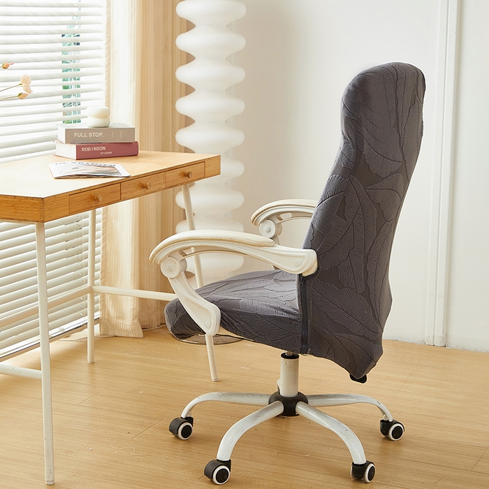 91家纺网 家纺一手货源 找家纺 丝绮鹿 2025新款富贵叶拉链款办公电脑椅套 富贵叶-深灰