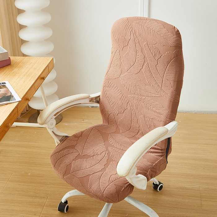 91家纺网 家纺一手货源 找家纺 丝绮鹿 2025新款富贵叶拉链款办公电脑椅套 富贵叶-时尚咖