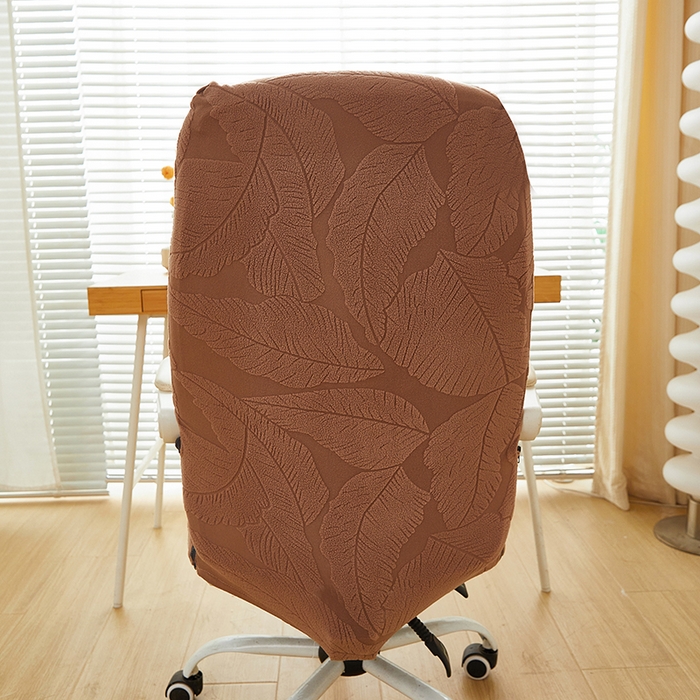 91家纺网 家纺一手货源 找家纺 丝绮鹿 2025新款富贵叶拉链款办公电脑椅套 富贵叶-时尚咖