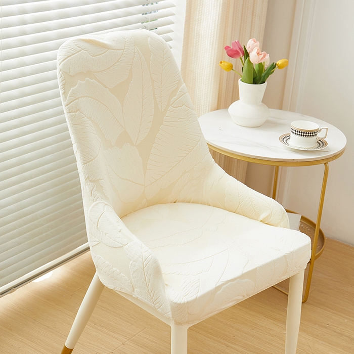 91家纺网 家纺一手货源 找家纺 丝绮鹿 2025新款富贵叶小扶手椅套 富贵叶-米白