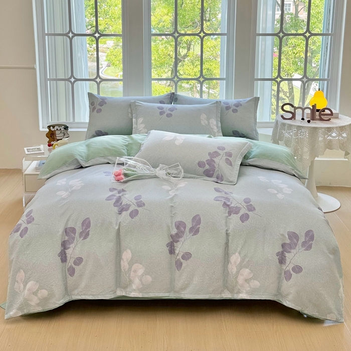 91家纺网 家纺一手货源 找家纺 （总）珂博家纺 2025新款12868全棉纯棉小清新印花四件套学生宿舍三件套-系列二