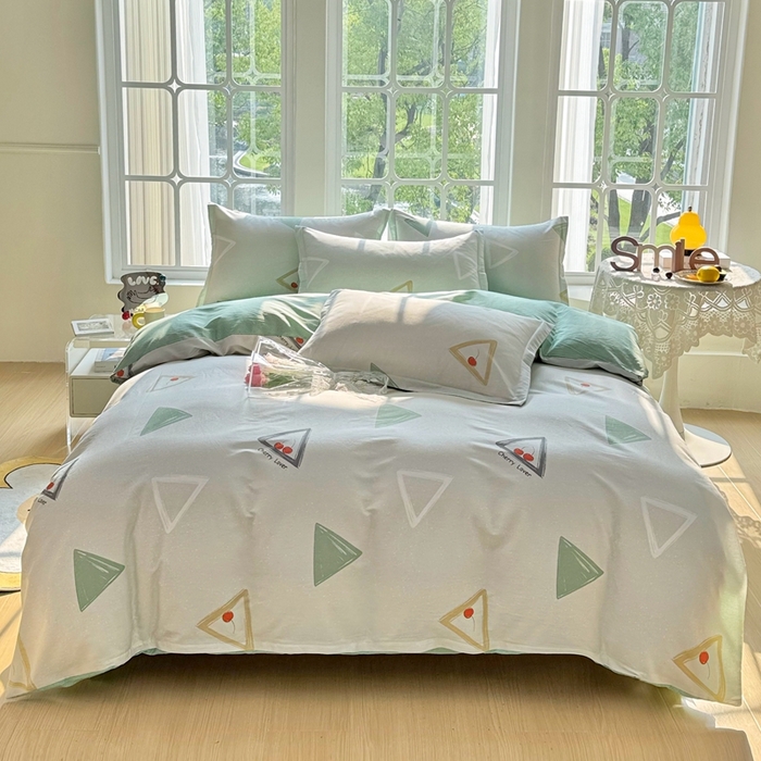 91家纺网 家纺一手货源 找家纺 （总）珂博家纺 2025新款12868全棉纯棉小清新印花四件套学生宿舍三件套-系列二