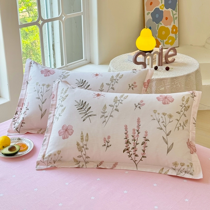 91家纺网 家纺一手货源 找家纺 珂博家纺 2025新款12868全棉纯棉小清新印花四件套学生宿舍三件套-系列二 粉萼摇青