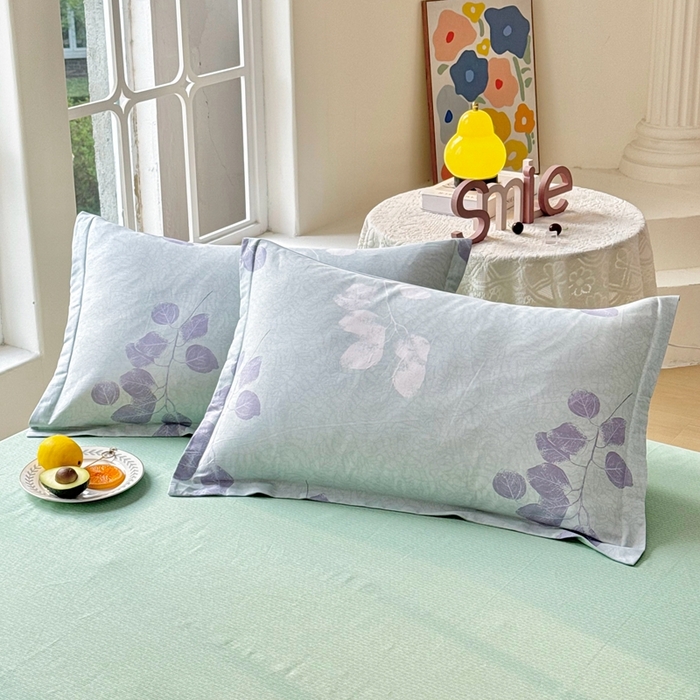 珂博家纺 2025新款12868全棉纯棉小清新印花系列枕套单件单枕套-系列二 浮青曳紫