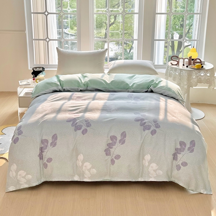 珂博家纺 2025新款12868全棉纯棉小清新印花系列被套单件单被套-系列二 浮青曳紫