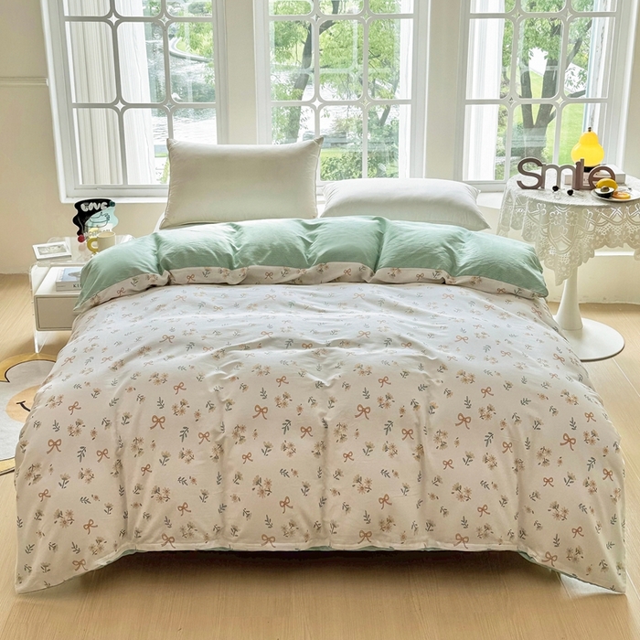 91家纺网 家纺一手货源 找家纺 珂博家纺 2025新款12868全棉纯棉小清新印花四件套学生宿舍三件套-系列二 结系花铃