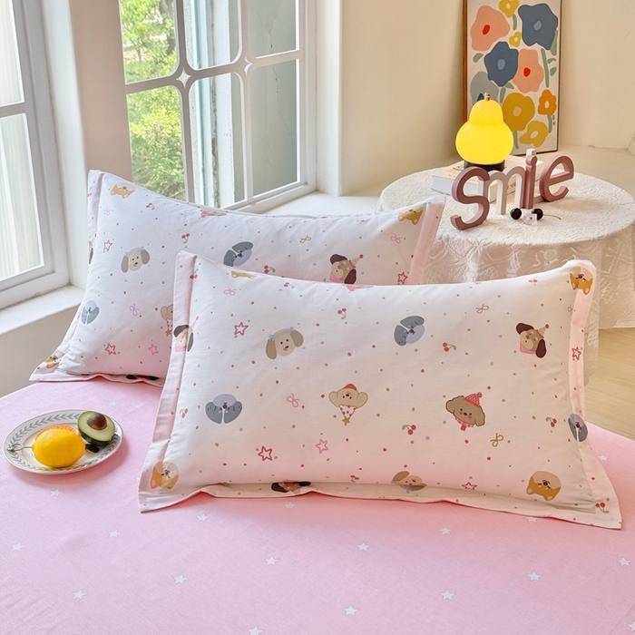 91家纺网 家纺一手货源 找家纺 珂博家纺 2025新款12868全棉纯棉小清新印花四件套学生宿舍三件套-系列二 汪星织梦