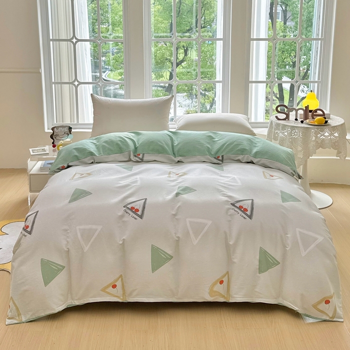 91家纺网 家纺一手货源 找家纺 珂博家纺 2025新款12868全棉纯棉小清新印花四件套学生宿舍三件套-系列二 樱露垂角