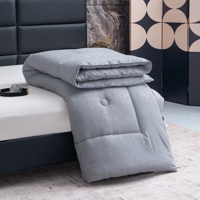 91家纺网 家纺一手货源 找家纺 凌云家纺 2025新款亲肤棉提花大豆被春秋被加厚冬被学生被子被芯夏被  太空灰