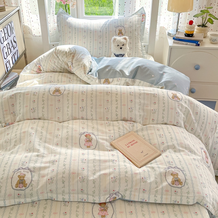 91家纺网 家纺一手货源 找家纺 莱通家纺 2025新款12868学生宿舍三件套 月光摇蓝草