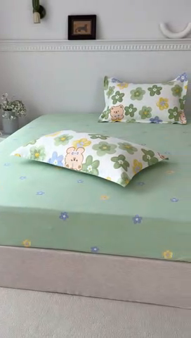 91家纺网 家纺一手货源 找家纺 登登家纺 2025新款全棉床笠四件套系列 可爱小熊-带床笠