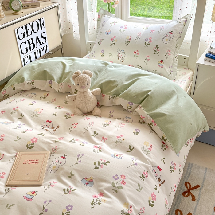 91家纺网 家纺一手货源 找家纺 莱通家纺 2025新款12868学生宿舍三件套 花花小汪