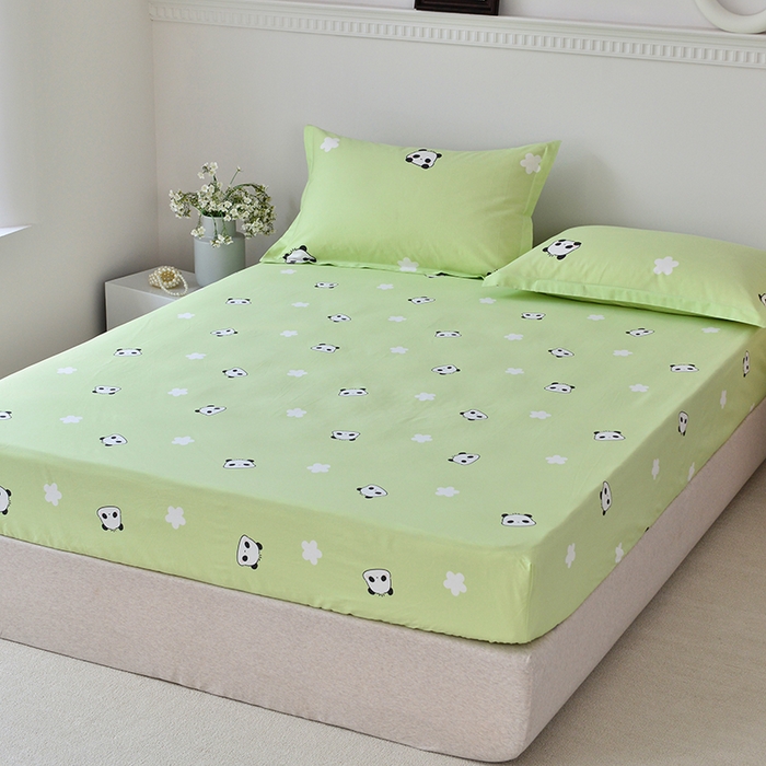 91家纺网 家纺一手货源 找家纺 登登家纺 2025新款全棉床笠四件套系列 幸运熊猫-带床笠