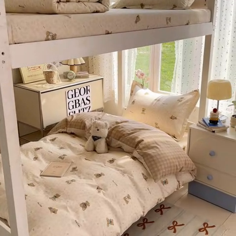 91家纺网 家纺一手货源 找家纺 莱通家纺 2025新款12868学生宿舍三件套 果酱电台