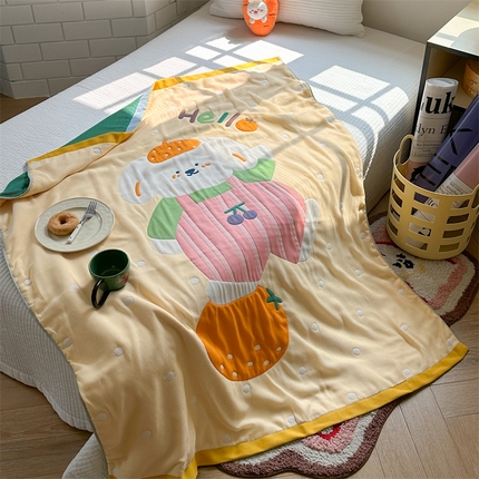 暖生活 2025新款双面可用十层纱全棉泡芙被夏被盖毯 橘橘狗