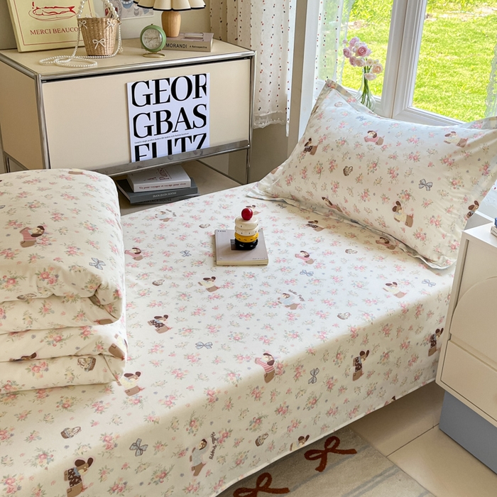 91家纺网 家纺一手货源 找家纺 莱通家纺 2025新款12868学生宿舍三件套 花田小狗