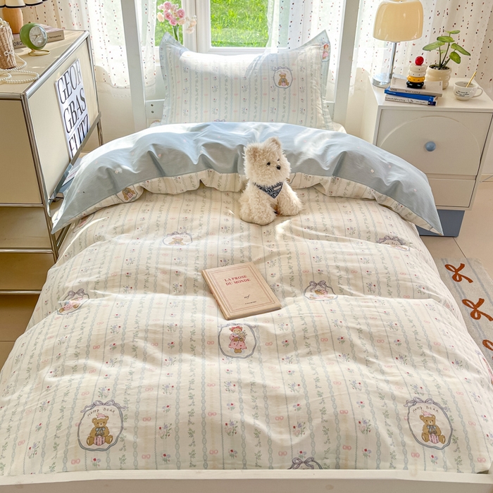 91家纺网 家纺一手货源 找家纺 莱通家纺 2025新款12868学生宿舍三件套 月光摇蓝草