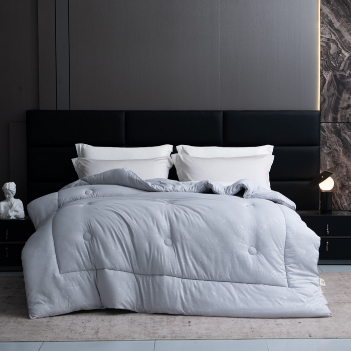 91家纺网 家纺一手货源 找家纺 凌云家纺 2025新款亲肤棉提花大豆被春秋被加厚冬被学生被子被芯夏被  太空灰