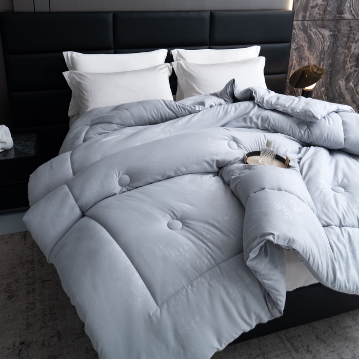 91家纺网 家纺一手货源 找家纺 凌云家纺 2025新款亲肤棉提花大豆被春秋被加厚冬被学生被子被芯夏被  太空灰