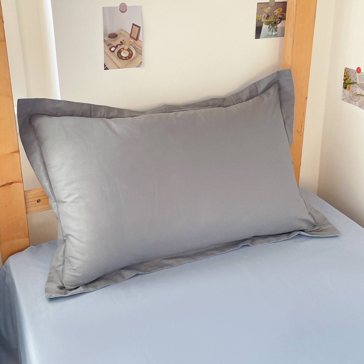 91家纺网 家纺一手货源 找家纺 恩泽家纺 2025新款全棉双拼学生宿舍三件套 深灰+月白兰