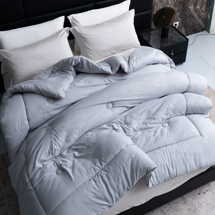 91家纺网 家纺一手货源 找家纺 凌云家纺 2025新款亲肤棉提花大豆被春秋被加厚冬被学生被子被芯夏被  太空灰