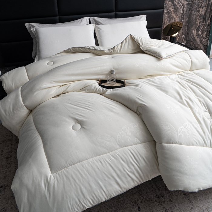 91家纺网 家纺一手货源 找家纺 凌云家纺 2025新款亲肤棉提花大豆被春秋被加厚冬被学生被子被芯夏被  米黄