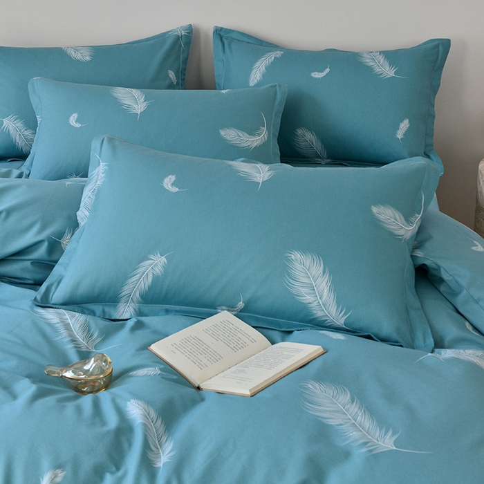 91家纺网 家纺一手货源 找家纺 登登家纺 2025新款全棉床笠四件套系列 飘羽