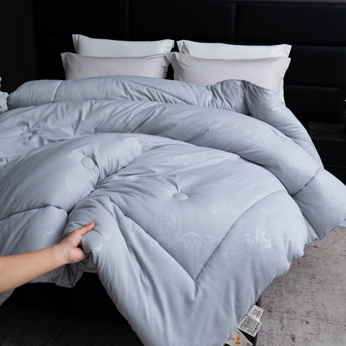 91家纺网 家纺一手货源 找家纺 凌云家纺 2025新款亲肤棉提花大豆被春秋被加厚冬被学生被子被芯夏被  太空灰