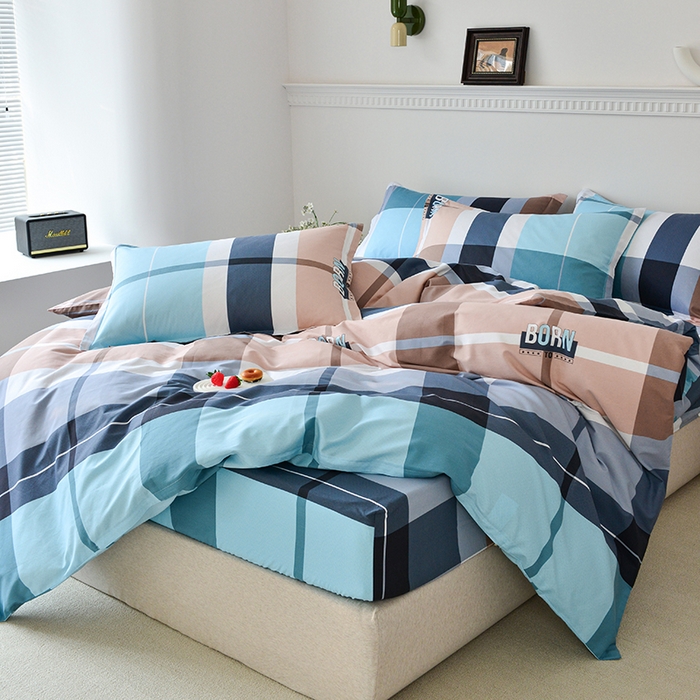 91家纺网 家纺一手货源 找家纺 登登家纺 2025新款全棉床笠四件套系列 简单生活