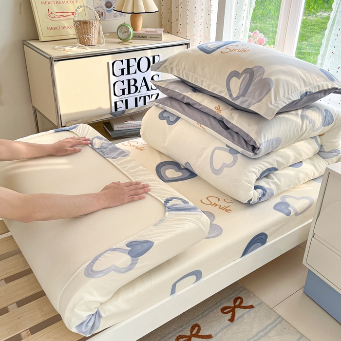 91家纺网 家纺一手货源 找家纺 莱通家纺 2025新款12868学生宿舍三件套 心连心