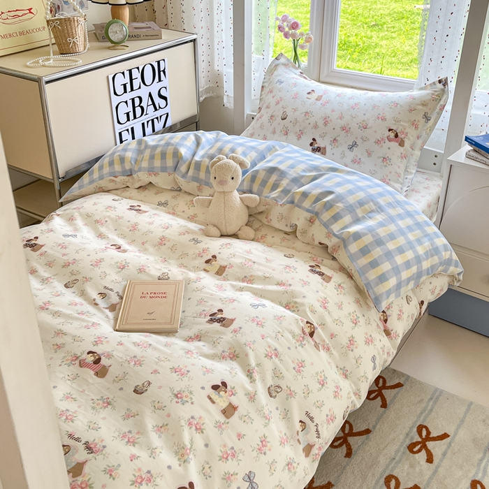 91家纺网 家纺一手货源 找家纺 莱通家纺 2025新款12868学生宿舍三件套 花田小狗