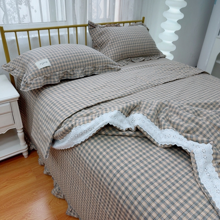 91家纺网 家纺一手货源 找家纺 暖居 2025新款全棉水洗棉床盖三件套可配同款被套同款多功能夏被四季通用 经典格子